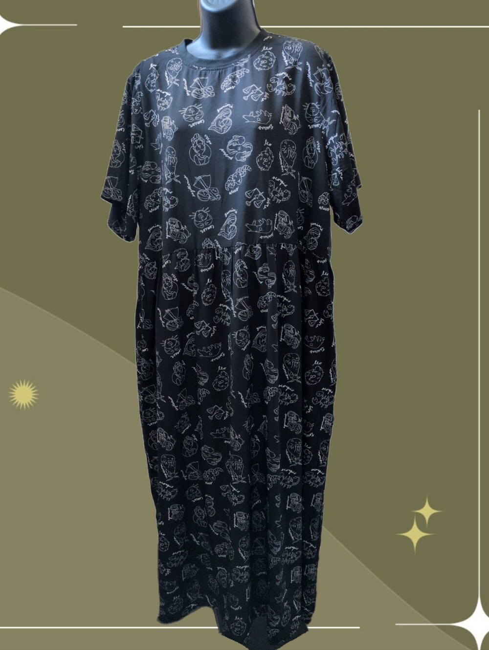 ✨ Nwt Dressed In Lala Never Too Much Print Oversized Maxi Dress Size L